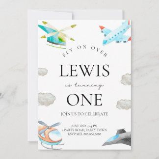 Avião e Helicóptero Convite De Aniversário Para Cr