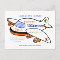 Avião infantil aterrisando no meu Convite de anive