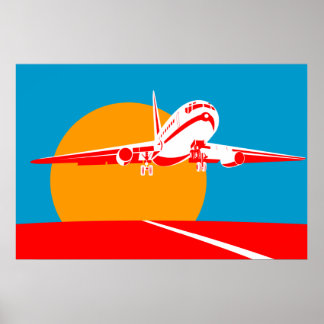 avião jumbo avião a jumbo decolar poster