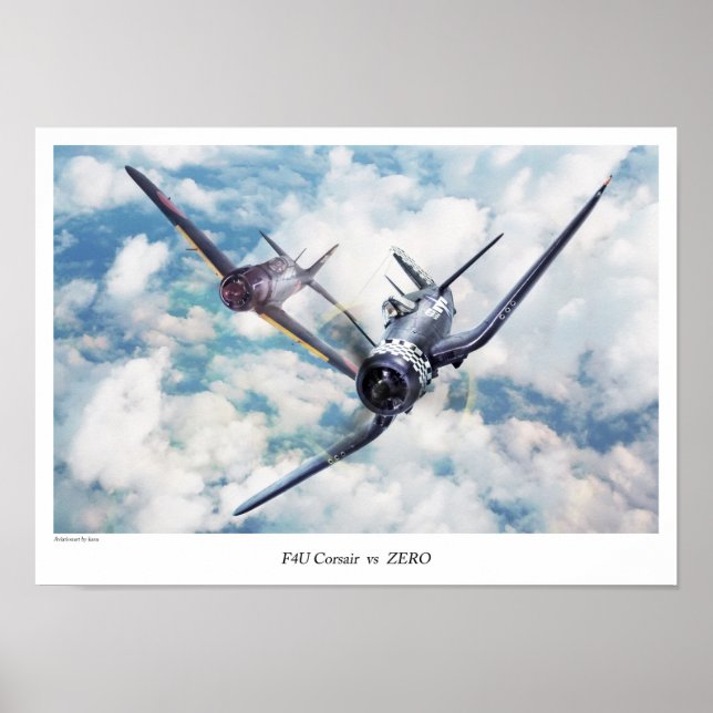 Aviation Art Poster "F4U Corsair r" (Frente)
