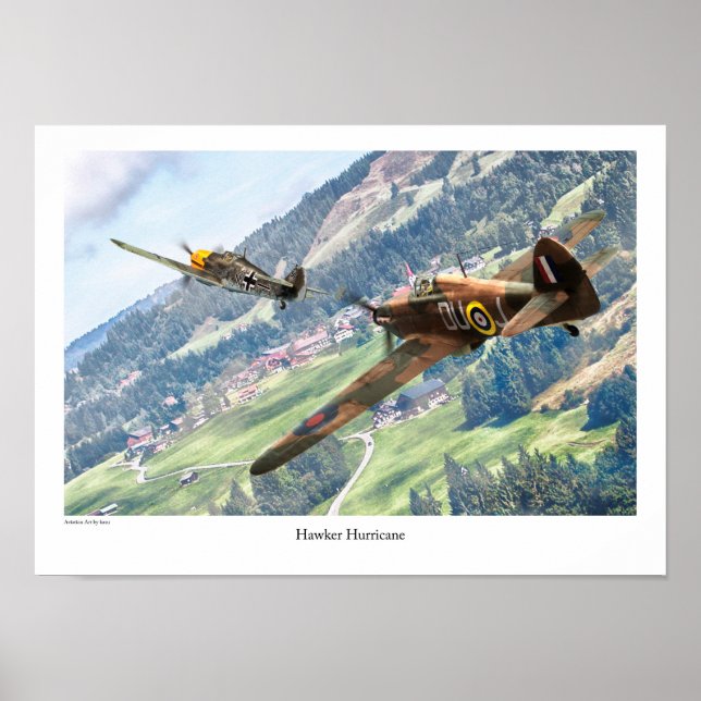 Aviation Art Poster "Hawker Hurricane" (Frente)
