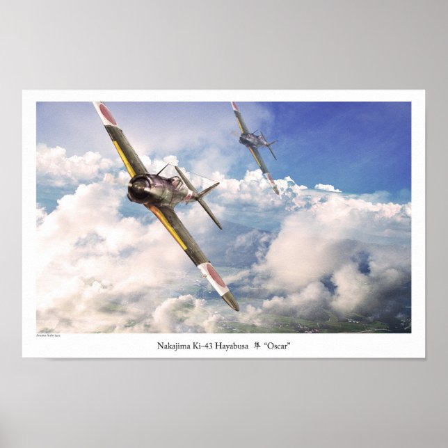 Aviation Art Poster " ‪ Ki-43 Hayabusa"Oscar" (Frente)