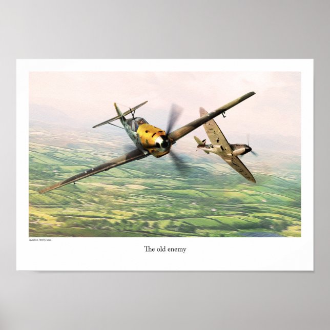 Aviation Art Poster "Messerschmitt Bf 109" (Frente)
