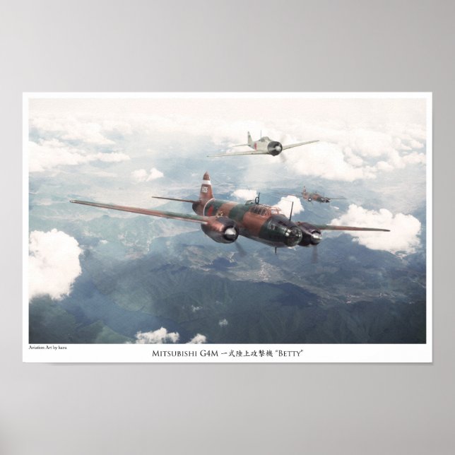 Aviation Art Poster "Mitsubishi G4M Betty" (Frente)