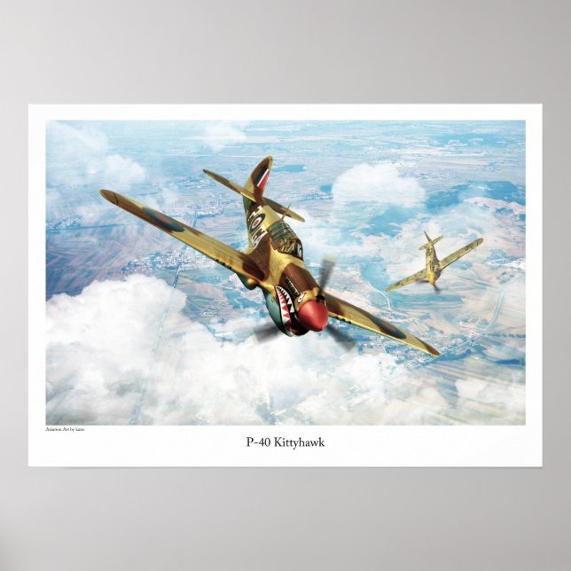 Aviation Art Poster "P-40  Kittyhawk" (Frente)