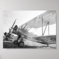Aviões Antigos Poster de Avião B&W