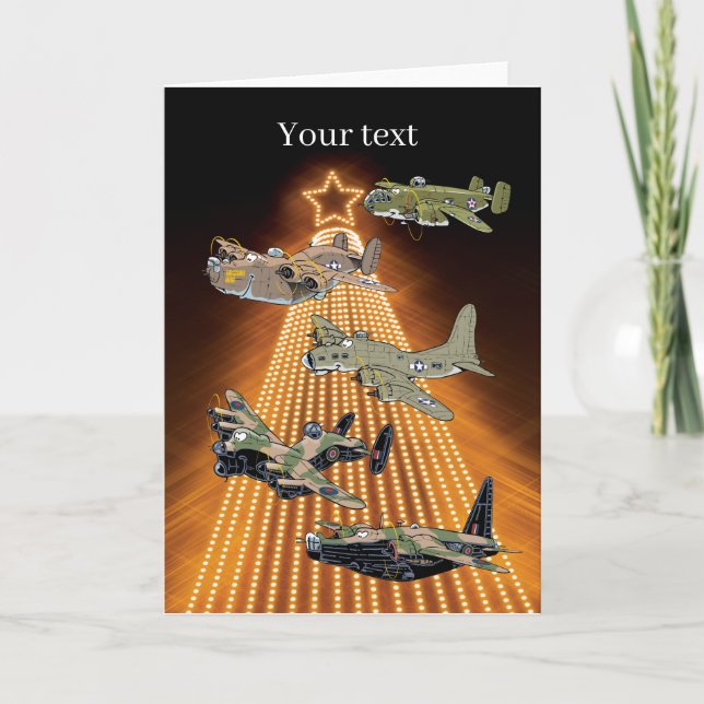 aviões bombardeiros ww2 modelo de cartão de Natal (Frente)