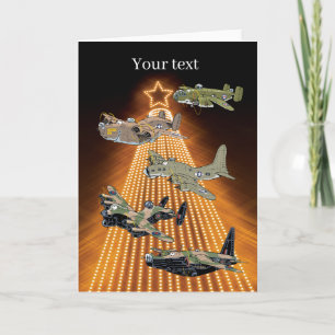 aviões bombardeiros ww2 modelo de cartão de Natal