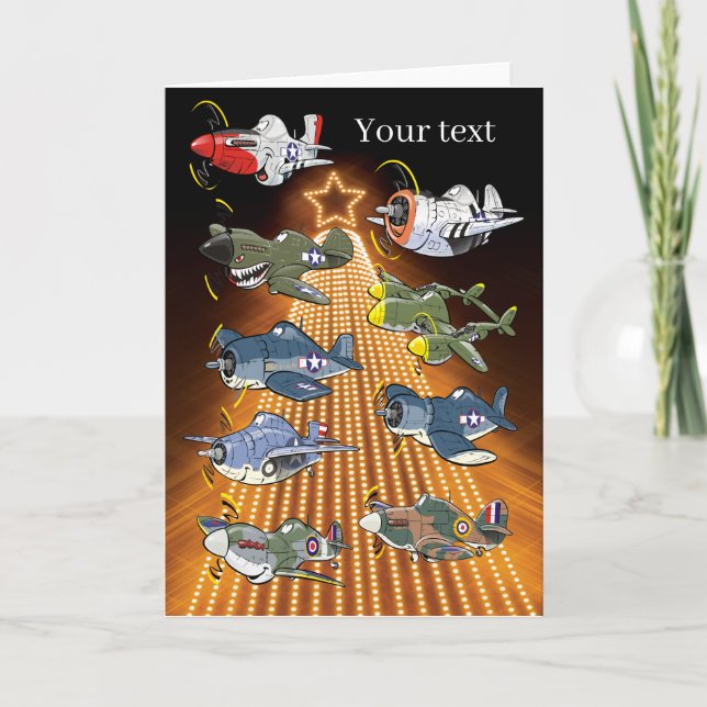 aviões de combate ww2 modelo de cartão de Natal (Frente)