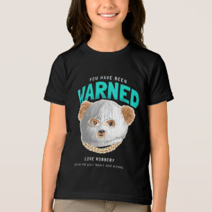 Avisado slogan com boneco de urso em máscara de ca