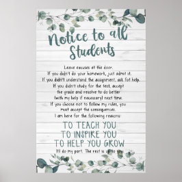 Aviso A Todos Os Estudantes Poster Para Sala De Au