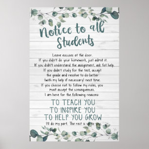 Aviso A Todos Os Estudantes Poster Para Sala De Au