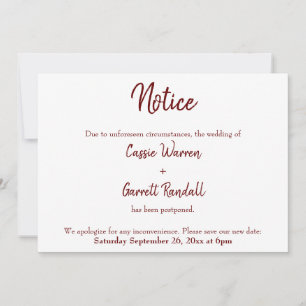 Aviso Borgonha Adiou Anúncio de Casamento