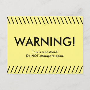 Aviso! Cartaz amarelo engraçado sobre cartões post
