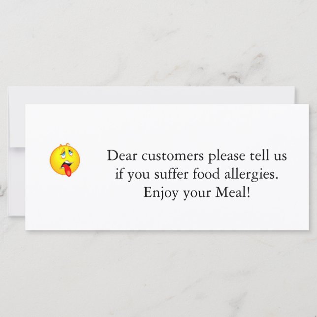 Aviso de Alergia do Restaurante v2.0 (Frente)