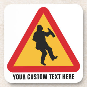 Aviso de bebado porta copos personalizado