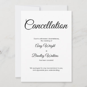 Aviso de cancelamento de casamento Cartão Elegante
