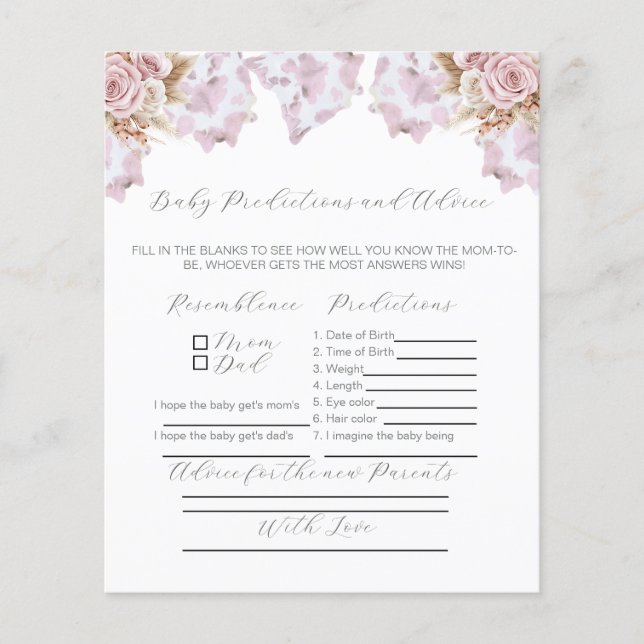 Aviso de Chá de fraldas de Cowhide para o jogo de  (Frente)