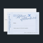 Aviso de Chá de panela de Destino à Noite<br><div class="desc">Cartões de Aviso para um Chá de panela de Tema de Destino Casamento ou Viagem Impresso em mini cartões de passagem de avião para que os hóspedes possam escrever em ideias de viagem e viagem de férias ou ideias de data e noite - ou ambos. O design flexível permite que...</div>