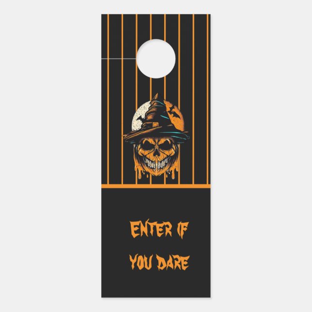 Aviso De Porta abóbora/Halloween/crânio/assustador (Frente)
