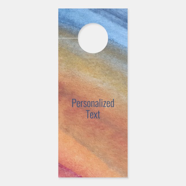 Aviso De Porta Abstrato azul-marrom-marrom-escuro-elegante (Frente)