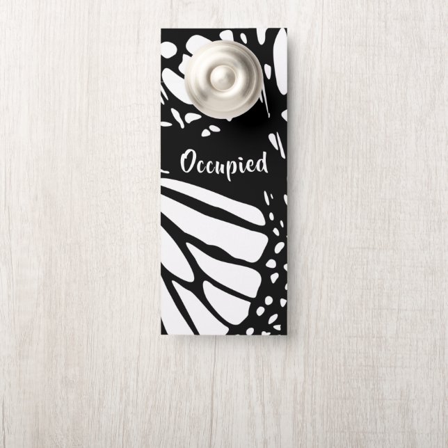 Aviso De Porta Abstrato Monarch Butterfly Wing - Ocupado/Vacante (Na maçaneta)