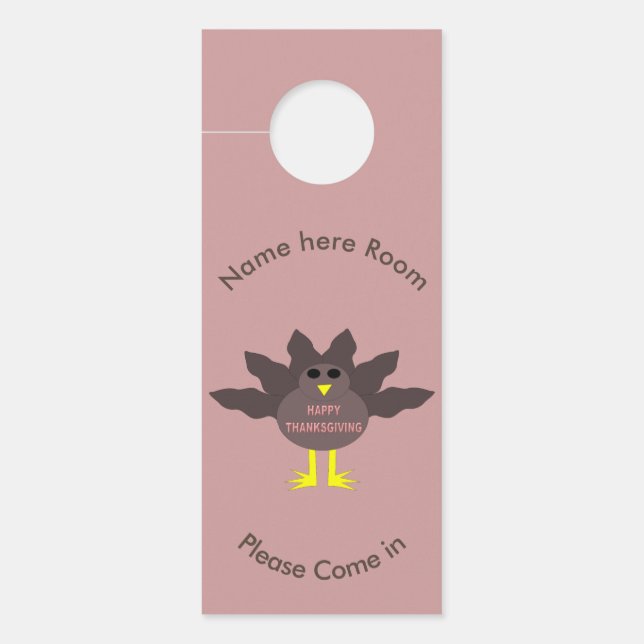 Aviso De Porta Ação de Graças Dependido Turquia Personalizado (Frente)