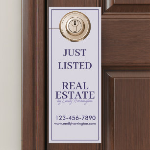 Aviso De Porta Agente Imobiliário de Lavanda Recém Listado Modern