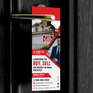 Aviso De Porta Agente Imobiliário Vermelho Profissional Comprar V