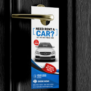 Aviso De Porta Aluguer de Carros Modernos Azul Carro Alugado