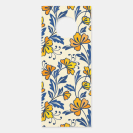 Aviso De Porta Amarelo Floral Folclórico Vintage Laranja Folha Az