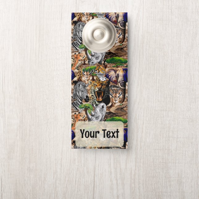 Aviso De Porta Animais Selvagens da savana africana (Na maçaneta)