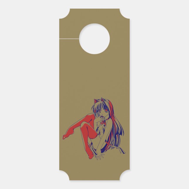 Aviso De Porta Anime Kawaii, Manga Americana Neko Catgirl (Frente)