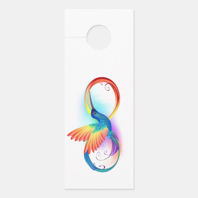 Aviso De Porta Arco-íris Hummingbird com símbolo Infinito (Frente)