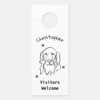 Aviso De Porta Arte de Linha de Retriever de Ouros Personalizável