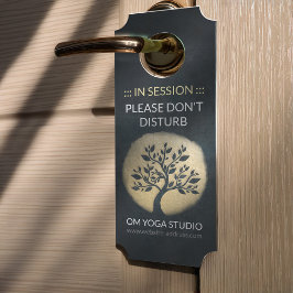 Aviso De Porta Árvore Dourada do Instrutor de Meditação do Yoga S