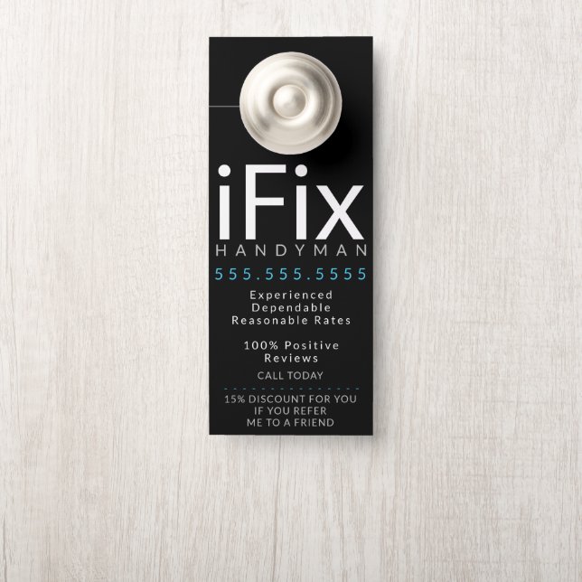 Aviso De Porta Atualizações personalizáveis para conserto de negó (Na maçaneta)