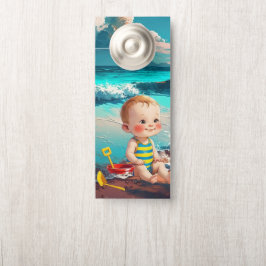 Aviso De Porta Baby Boy na Praia