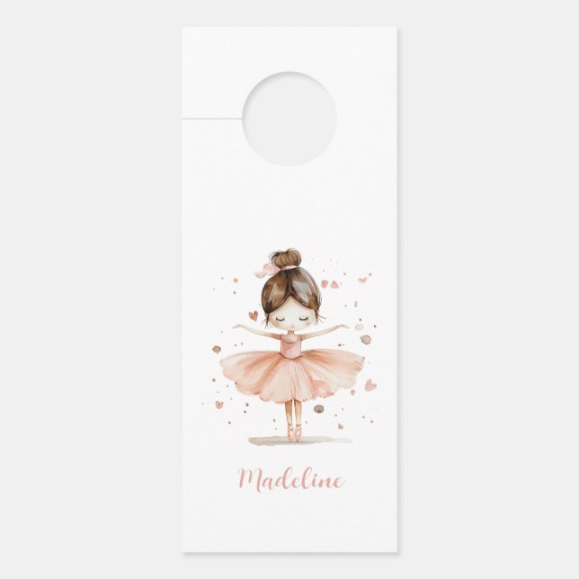 Aviso De Porta Ballerina Personalizado Name Girly (Frente)