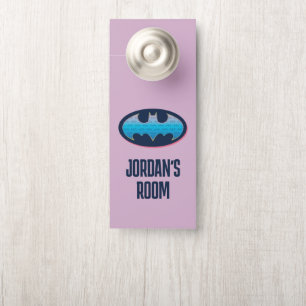 Aviso De Porta Batman   Símbolo rosa e azul