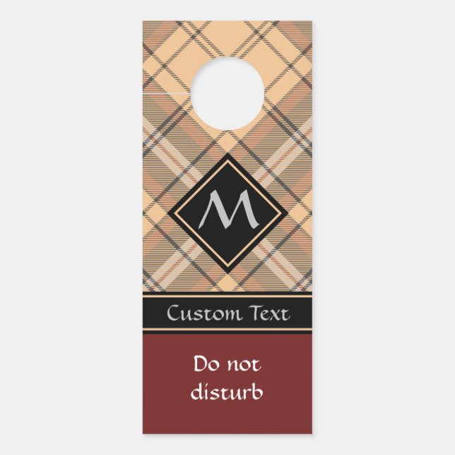 Aviso De Porta Beige e Brown Tartan (Frente)