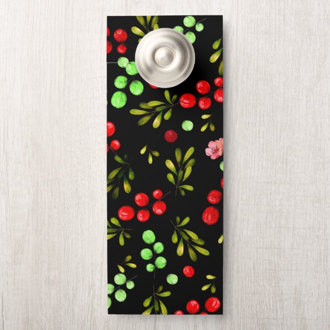 Aviso De Porta Berries Pattern (Na maçaneta)