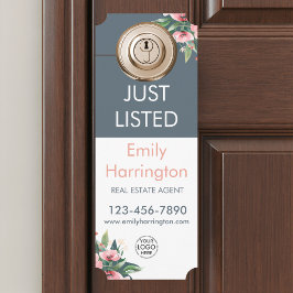 Aviso De Porta Blush Bloom Recém-listado Agente Imobiliário Cinza