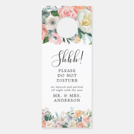 Aviso De Porta Blush Floral Rustic Hanger
