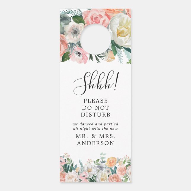 Aviso De Porta Blush Floral Rustic Hanger (Frente)