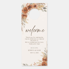Aviso De Porta Boho Terracotta Floral de Outono Casamento Não per