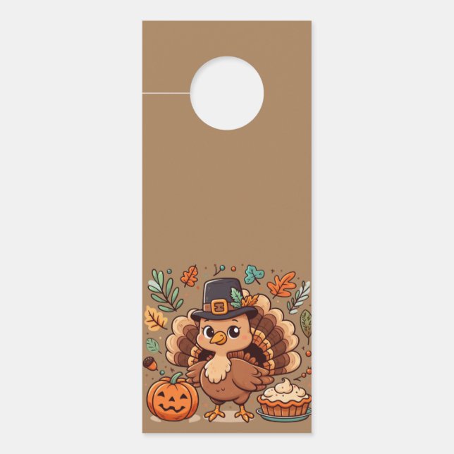 Aviso De Porta Bonita Cartoon, peru e abóbora (Frente)