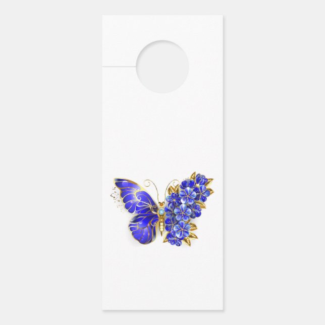 Aviso De Porta Borboleta Safira Flor (Frente)