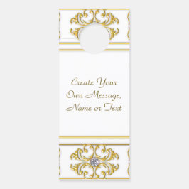 Aviso De Porta Borda Ornamental Dourada Elegante com Ênfase Diama