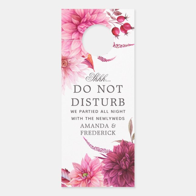 Aviso De Porta Borgonha e Casamento outono embutido não incomodam (Frente)